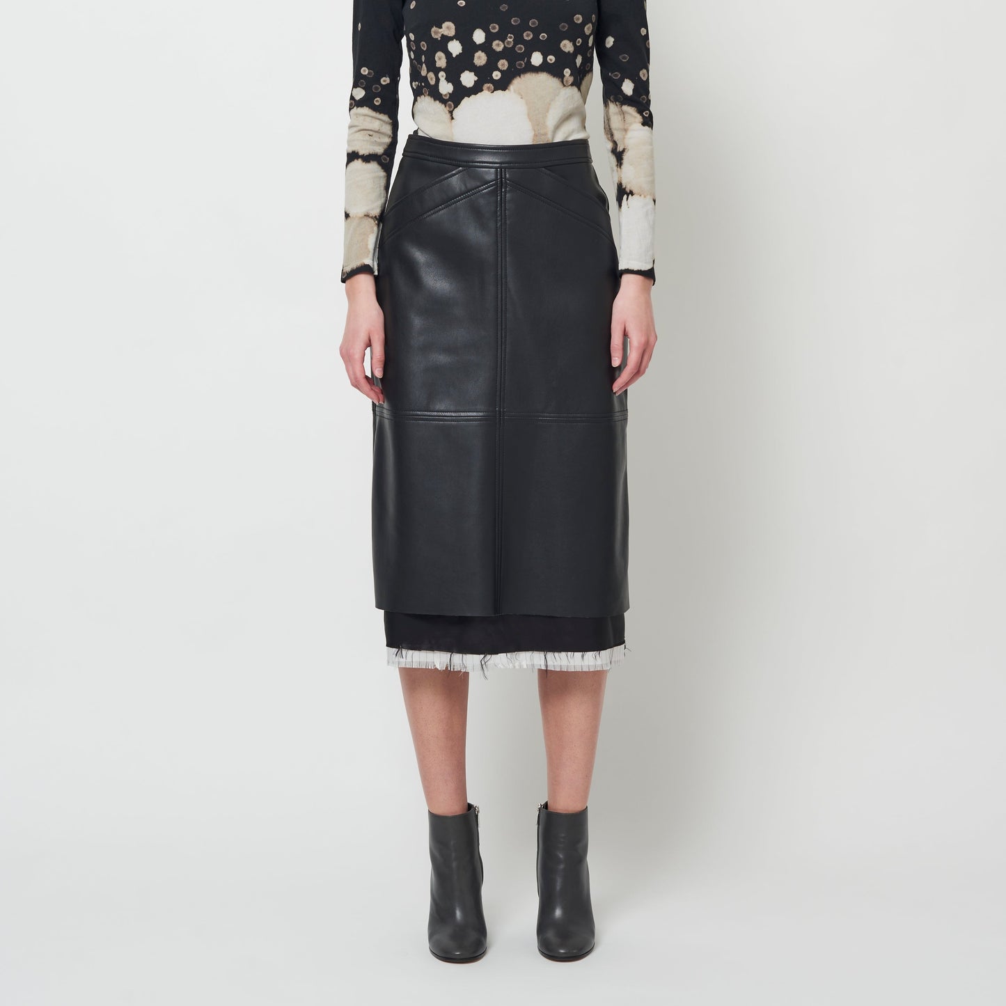 Aurora Skirt in Black Faux Leather