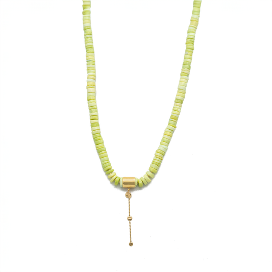 Medium Garden Necklace in Green & Brass