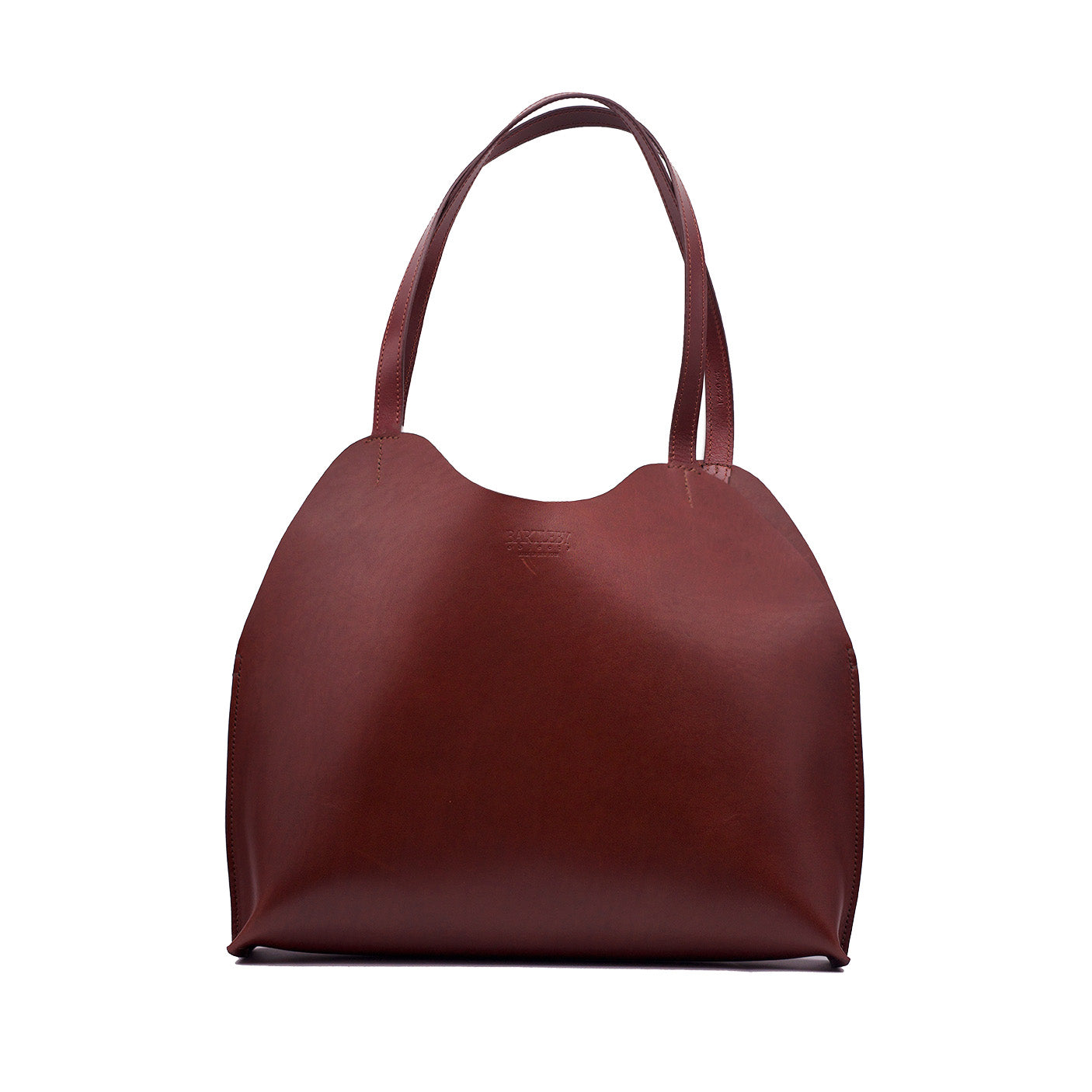 Freja Tote in Oxblood - handmade leather bag from NYC, single compartment, sleek design, dimensions 14.5" x 23" x 11.75".