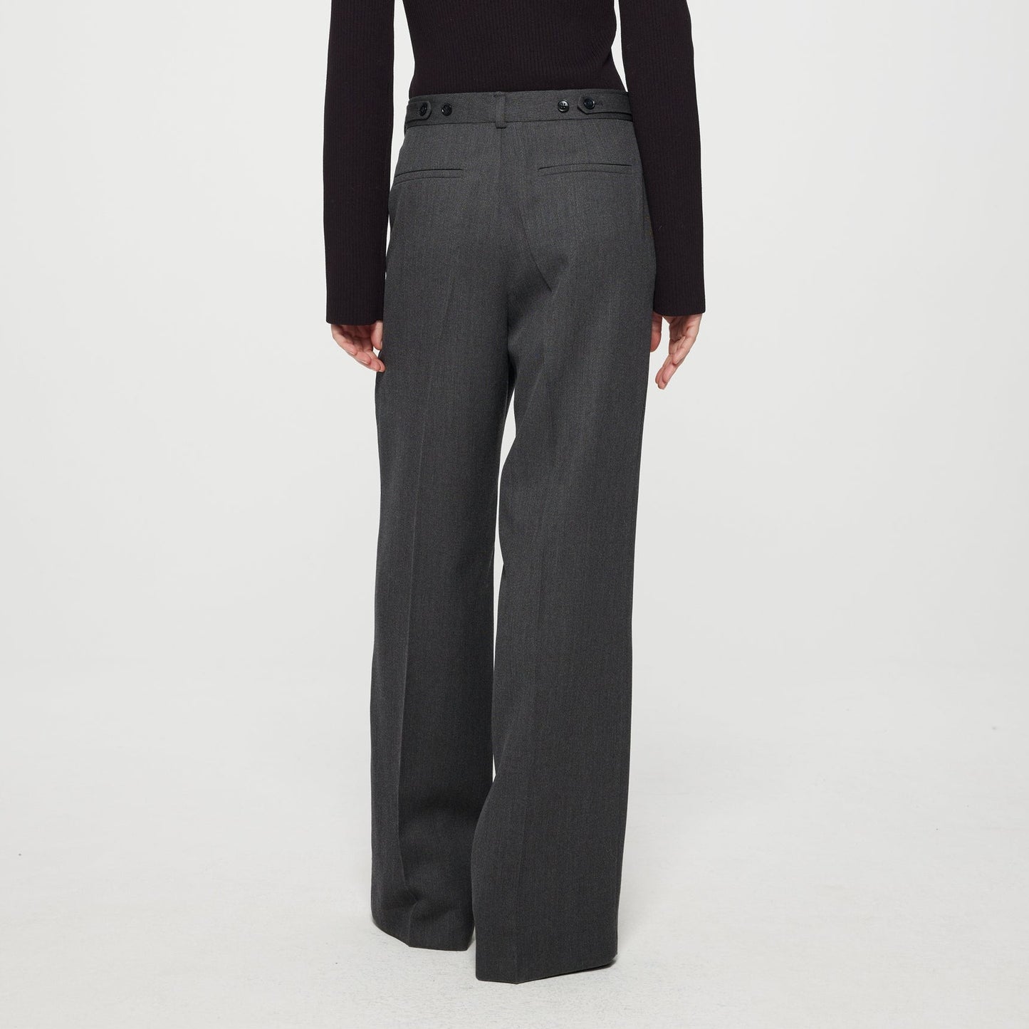 Wide Leg Trouser in Grey Melange