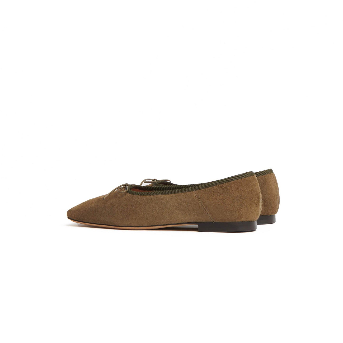 Square Toe Ballerina Flat in Bamboo Suede