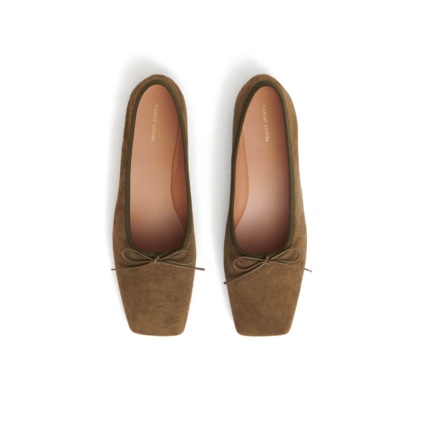 Square Toe Ballerina Flat in Bamboo Suede