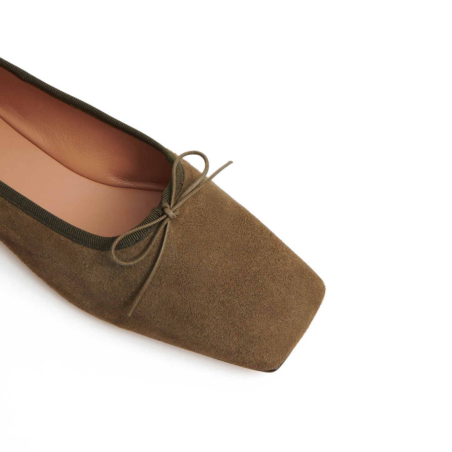 Square Toe Ballerina Flat in Bamboo Suede