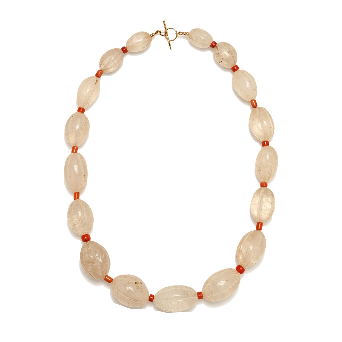 Beaded Necklace in Crystal and Coral