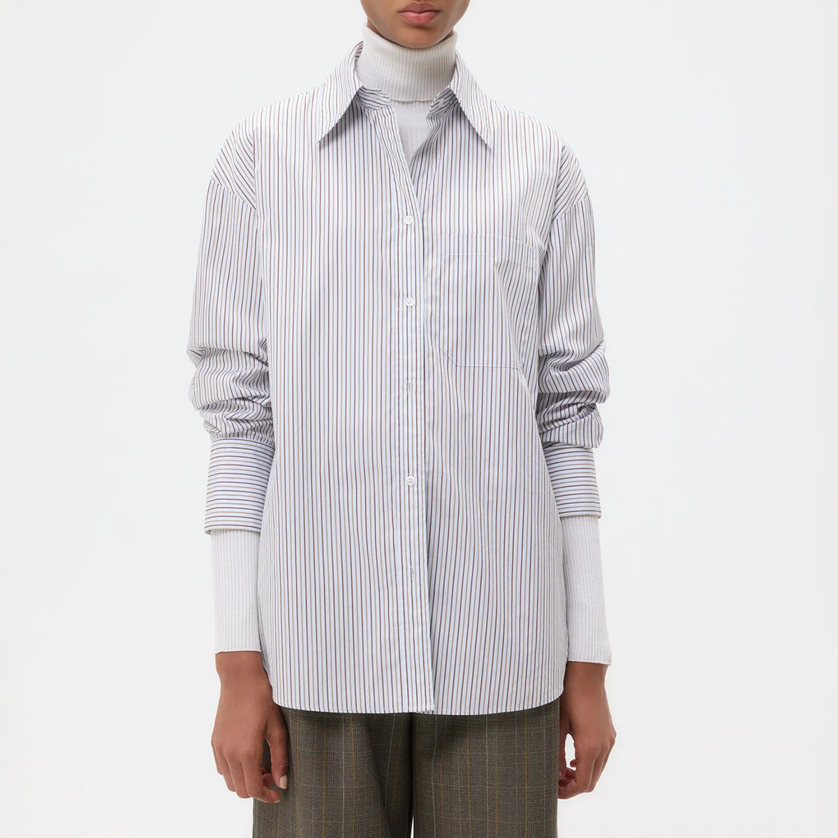 Big Joe Blouse in Baby Blue/Chocolate
