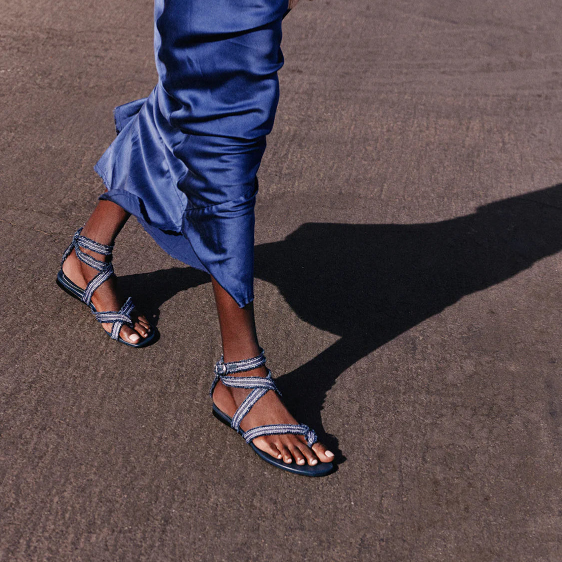 Geri Sandal in Navy Denim