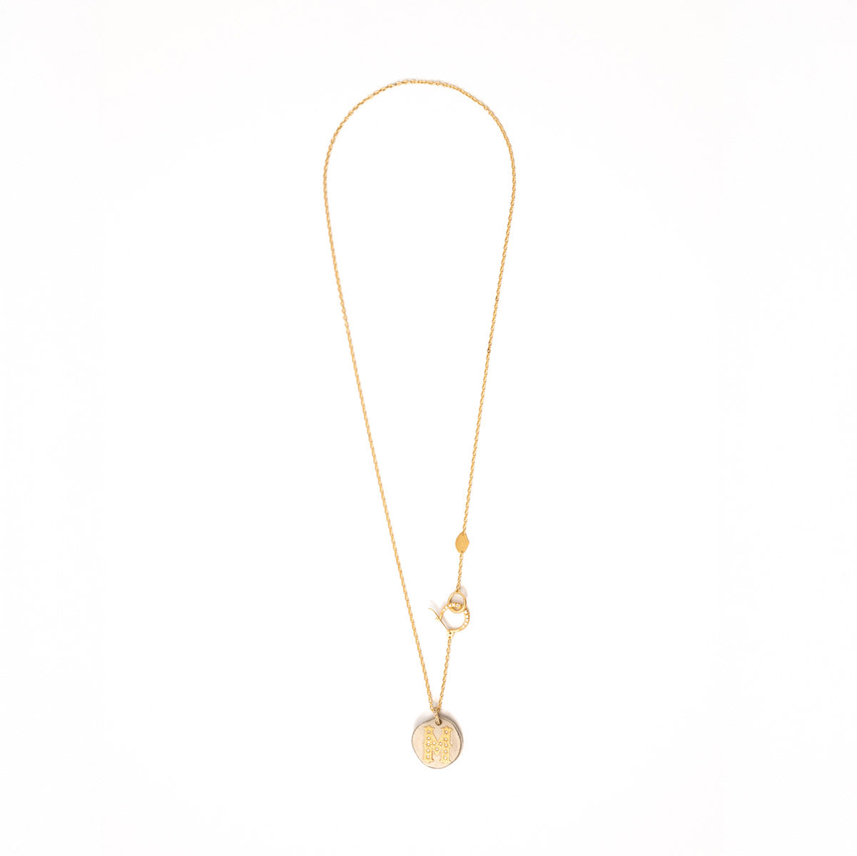 Silver "M" Initial Pendant with Diamonds