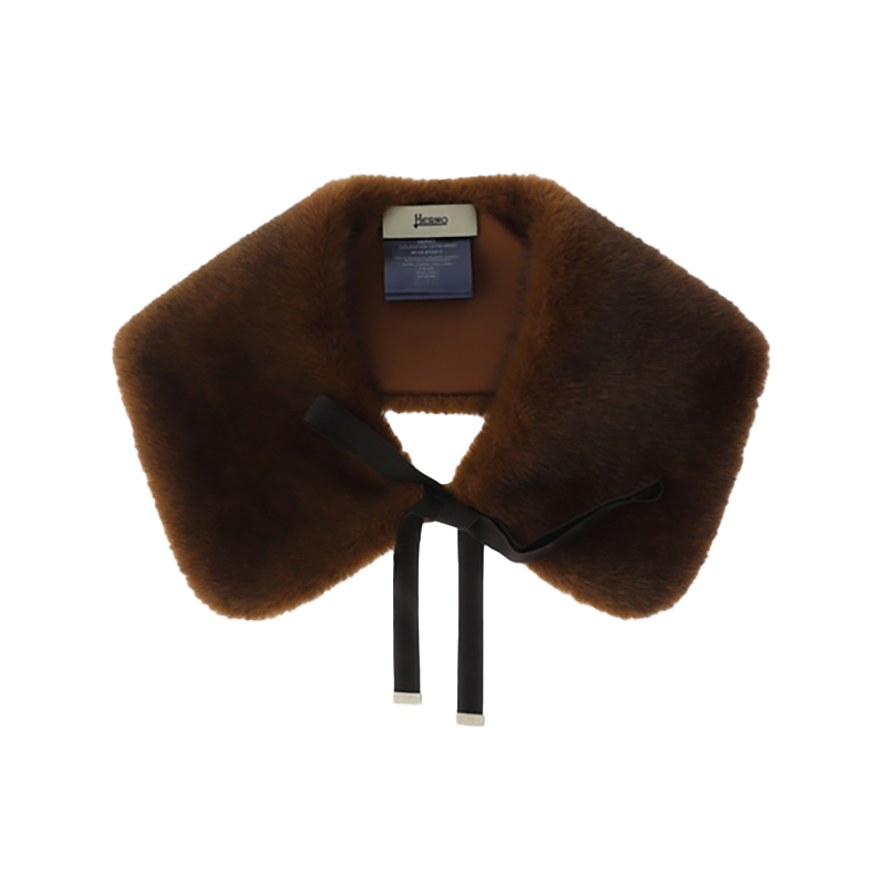 Faux Fur Tie Collar in Dark Brown