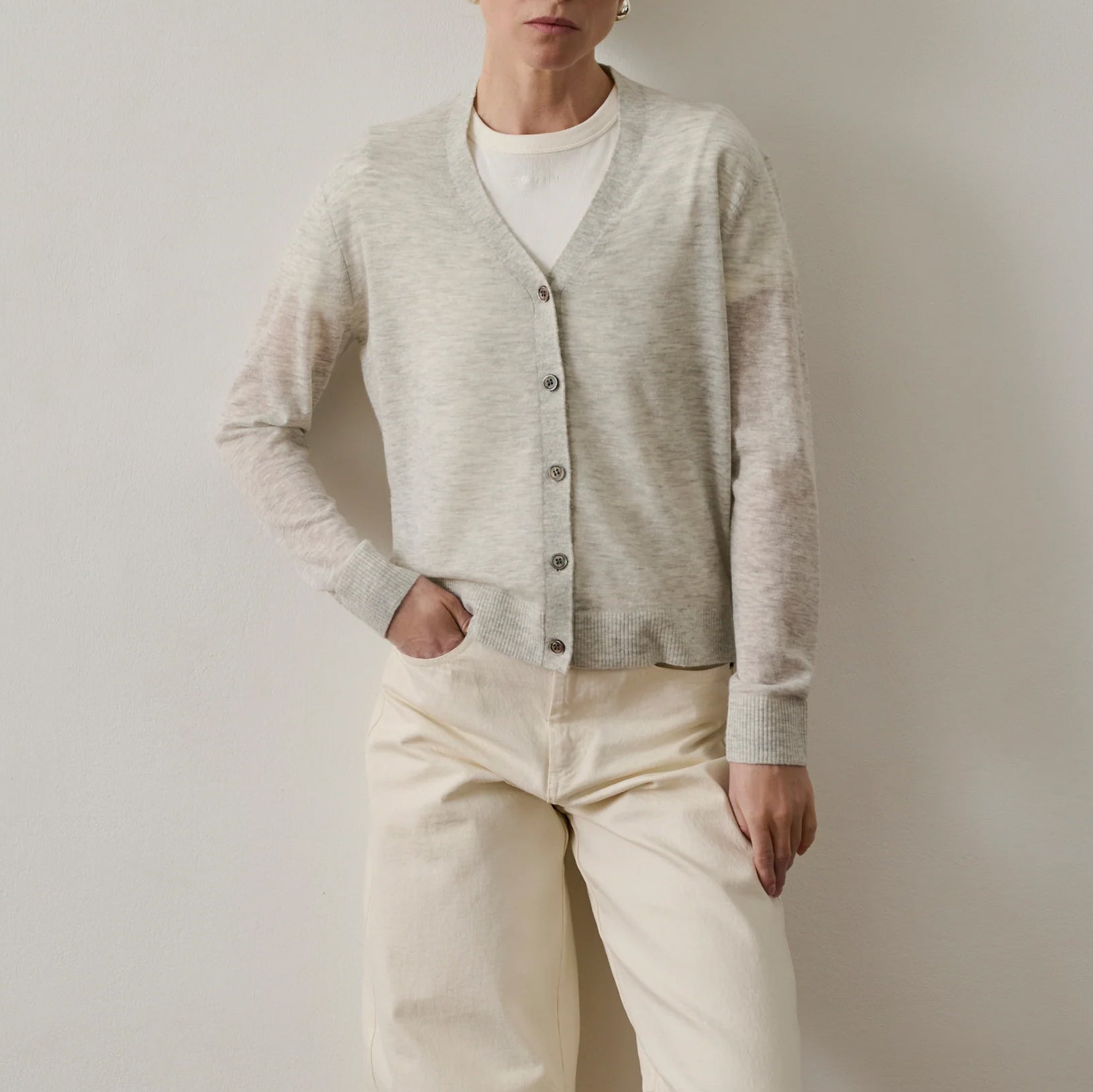 Gianna Knit Cardigan in Light Grey