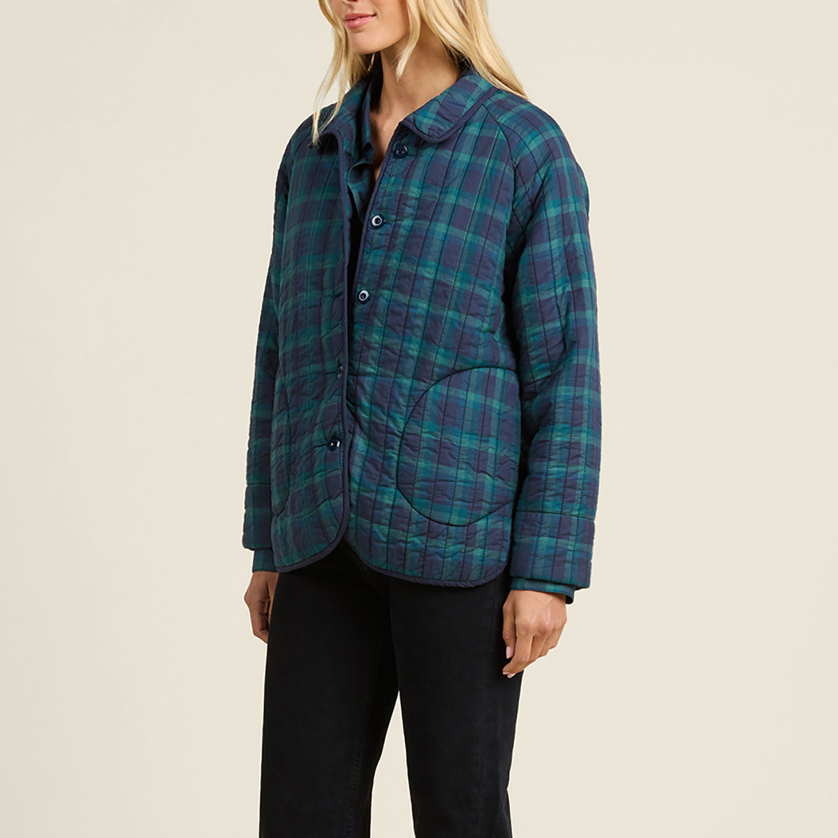 Ginny Quilted Jacket in Nocturne Plaid