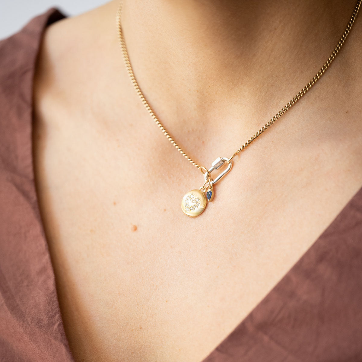 Habibi Pendant in 10K Yellow Gold with Grey Diamonds