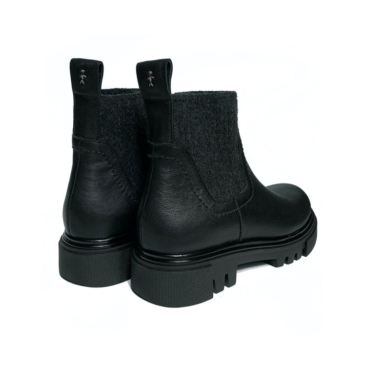Wool and Leather Chelsea Boot in Black