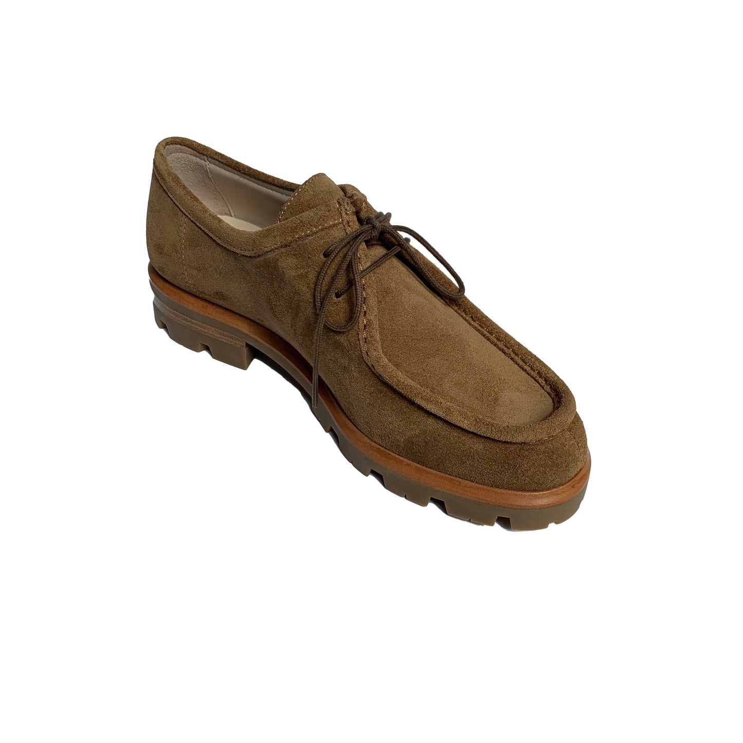New Lace Up Derby in Camel Suede