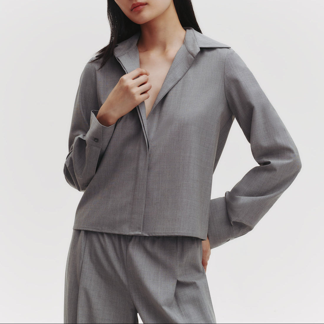 Button Me Up Blouse in Grey