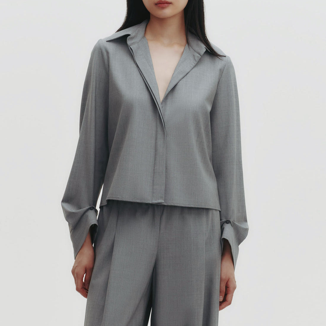 Button Me Up Blouse in Grey