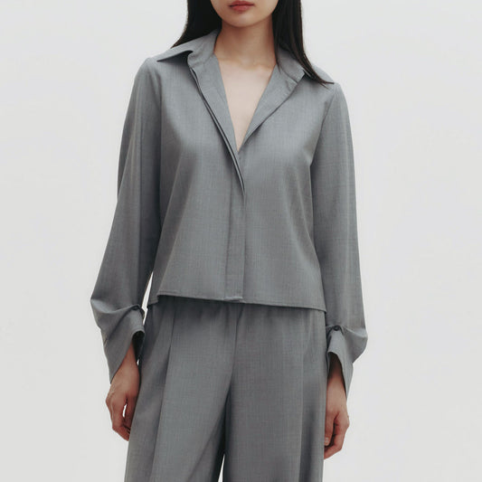 Button Me Up Blouse in Grey