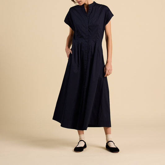 James Dress in Navy Poplin