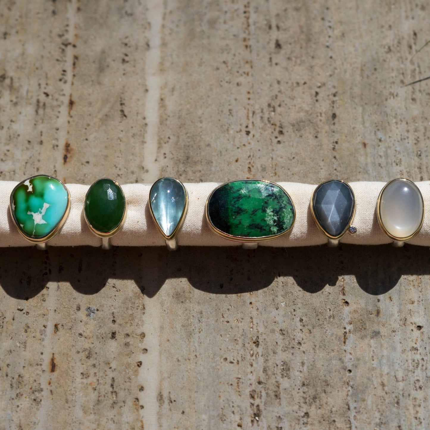 Hand Faceted Jade Oval Ring