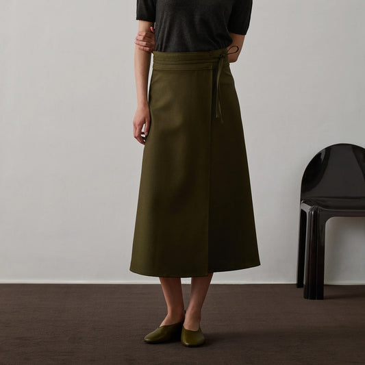Reine Wrap Skirt in Khaki