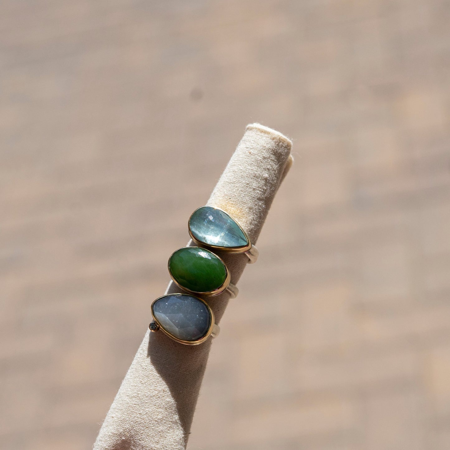 Rose Cut Grey Moonstone Ring