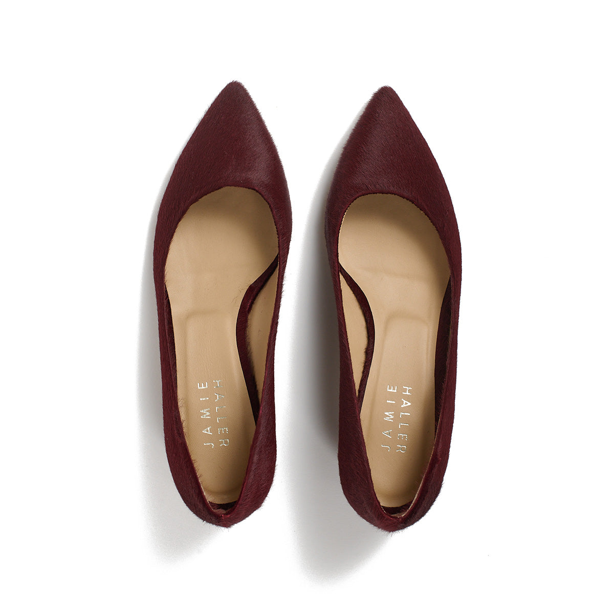 Kitty Point Heel in Claret, classic kitten heel in pony hair with pointed toe, elegant and stylish footwear.
