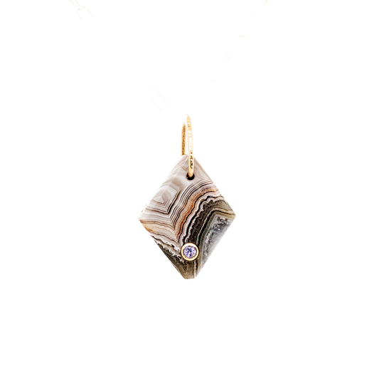Agate and Tanzanite Diamond Charm