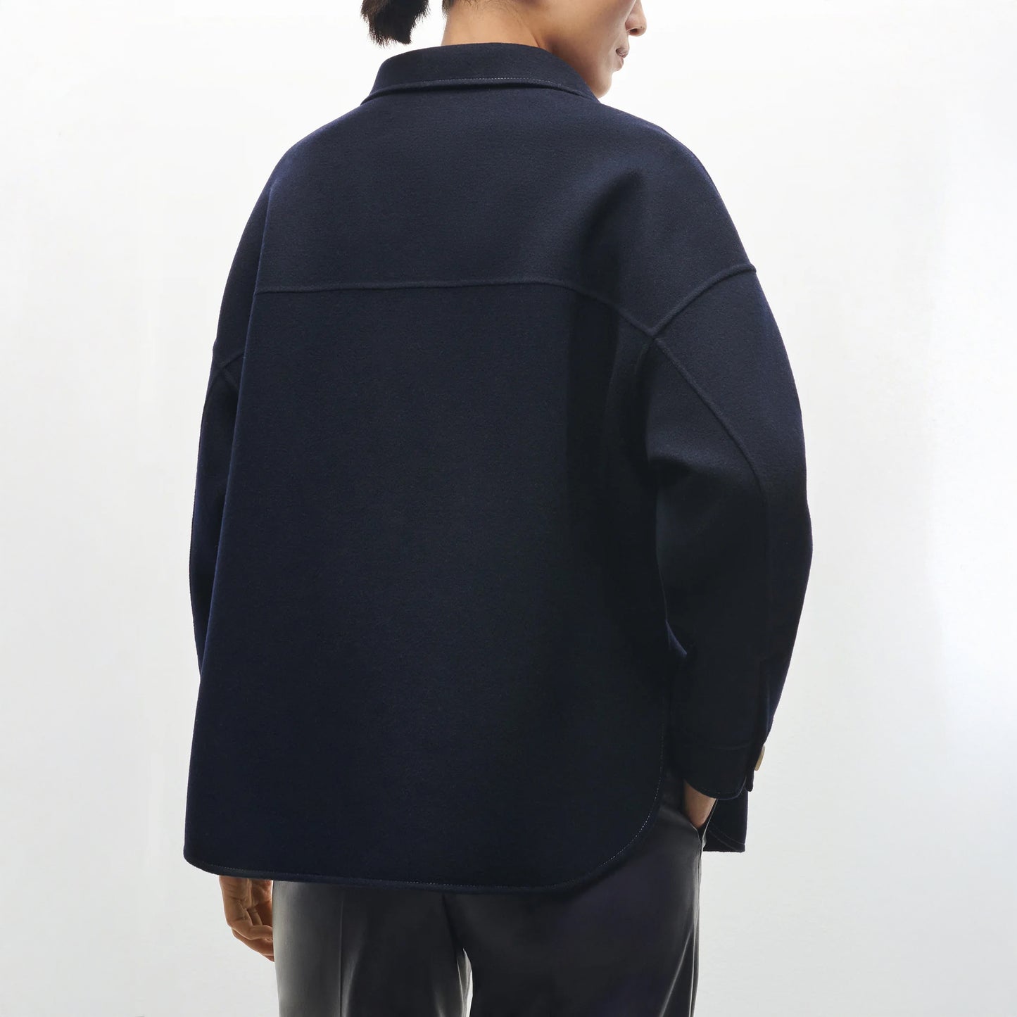 Kaylee Wool Shacket in Navy