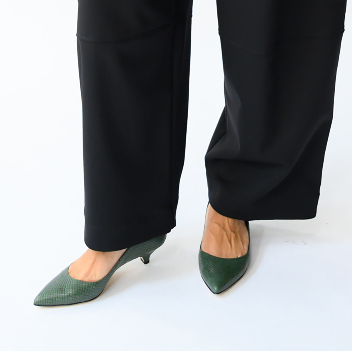 Kitty Point Heel in Green Snake