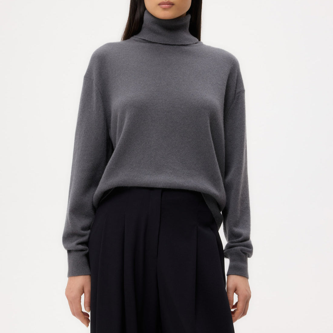 Easy T Neck Sweater in Charcoal