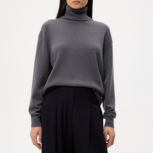 Easy T Neck Sweater in Charcoal
