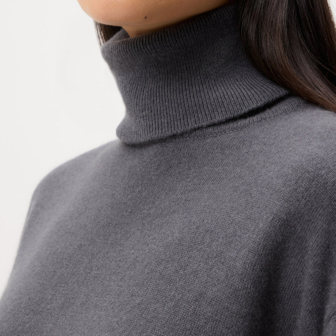Easy T Neck Sweater in Charcoal