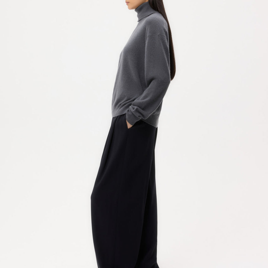 Easy T Neck Sweater in Charcoal