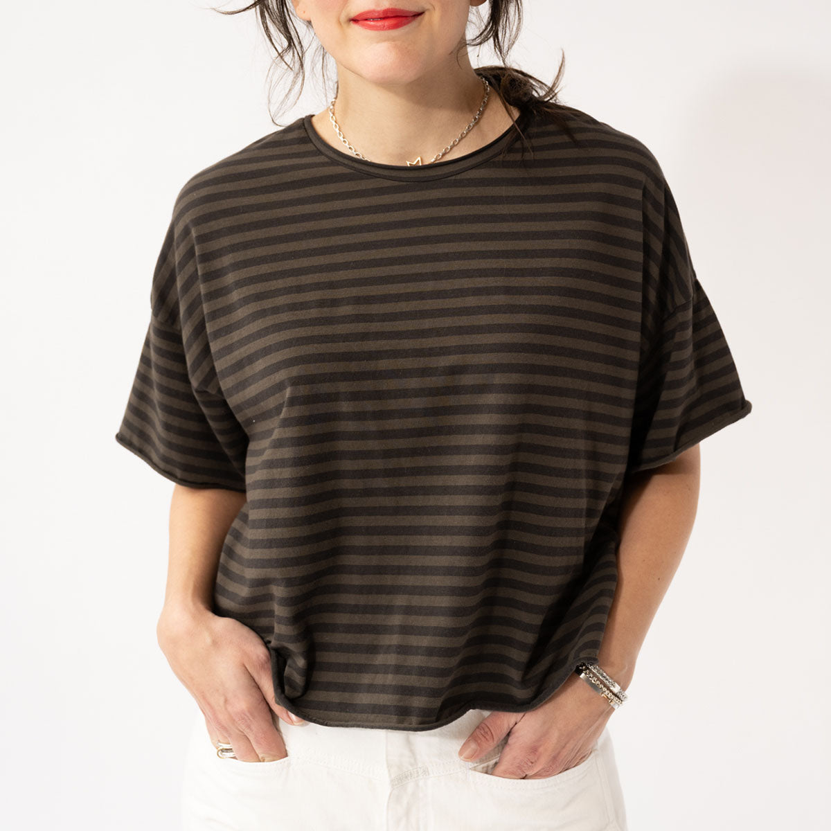 Frida Tee in Maron Stripe