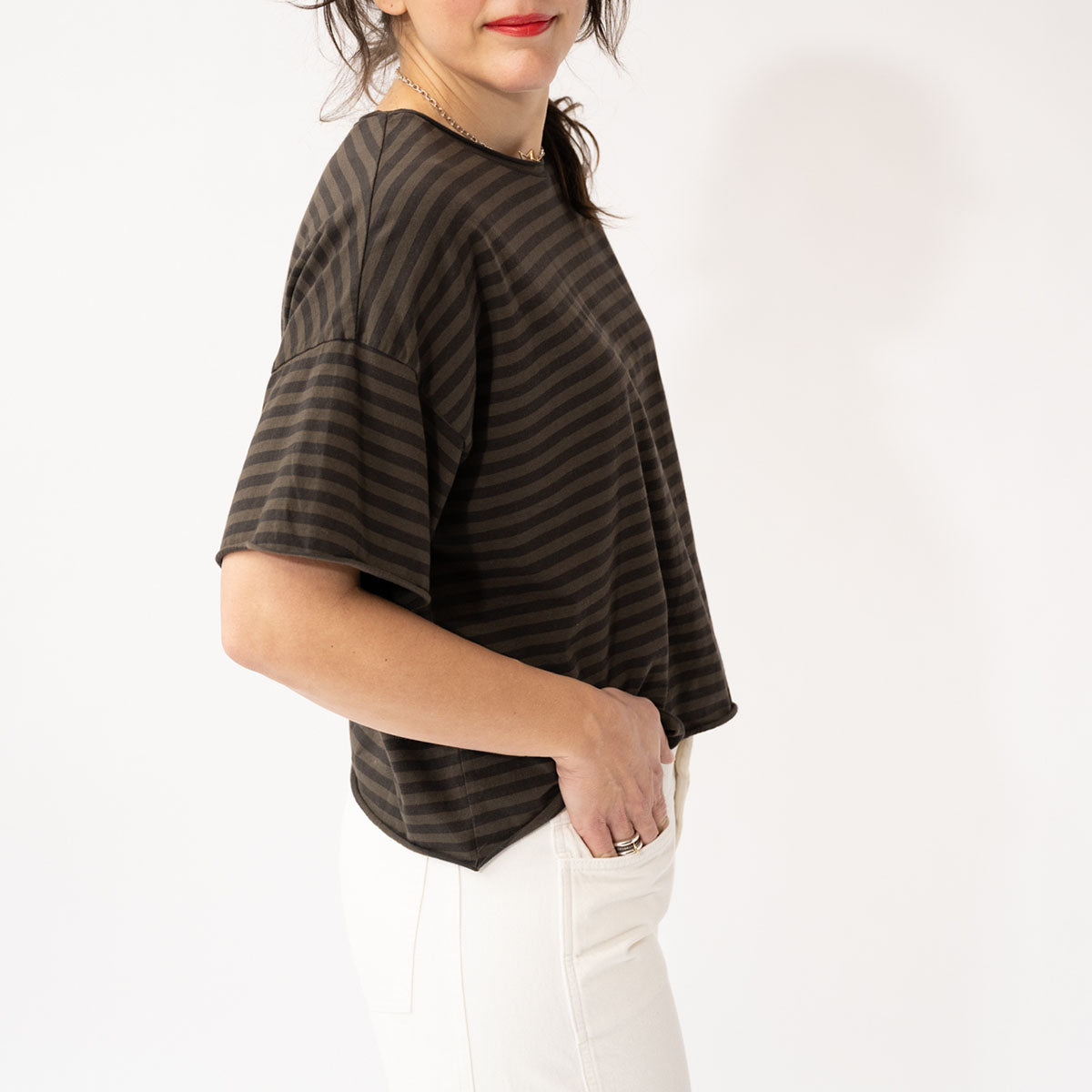 Frida Tee in Maron Stripe