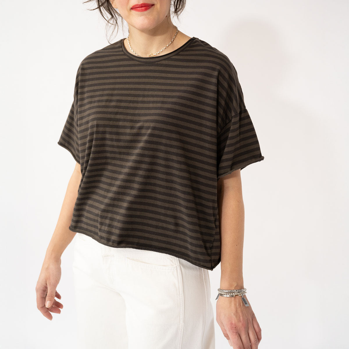 Frida Tee in Maron Stripe
