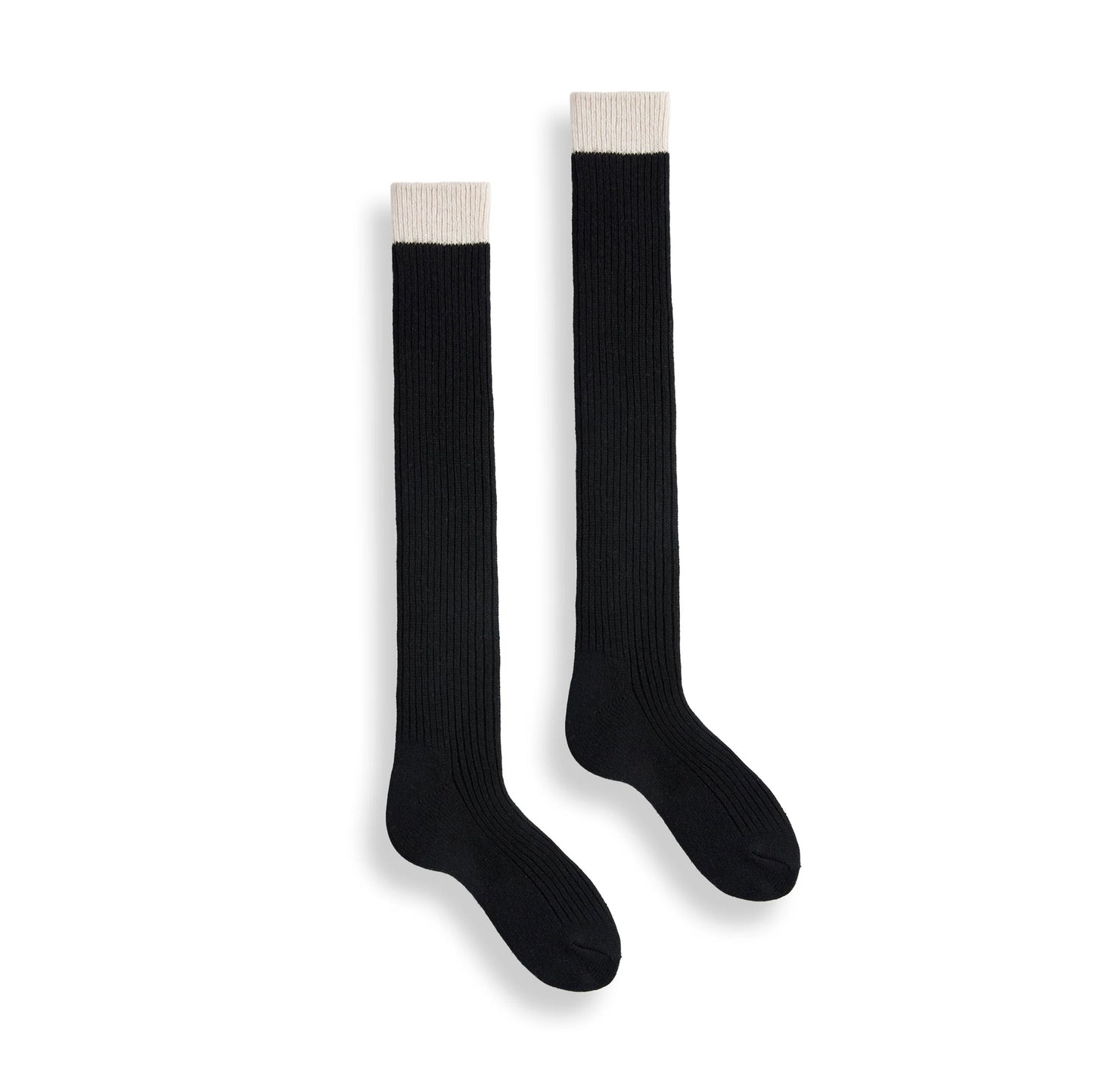 Creme Top Ribbed Knee High Sock