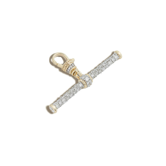 Diamond T-Bar Clip Pendant in White Rhodium