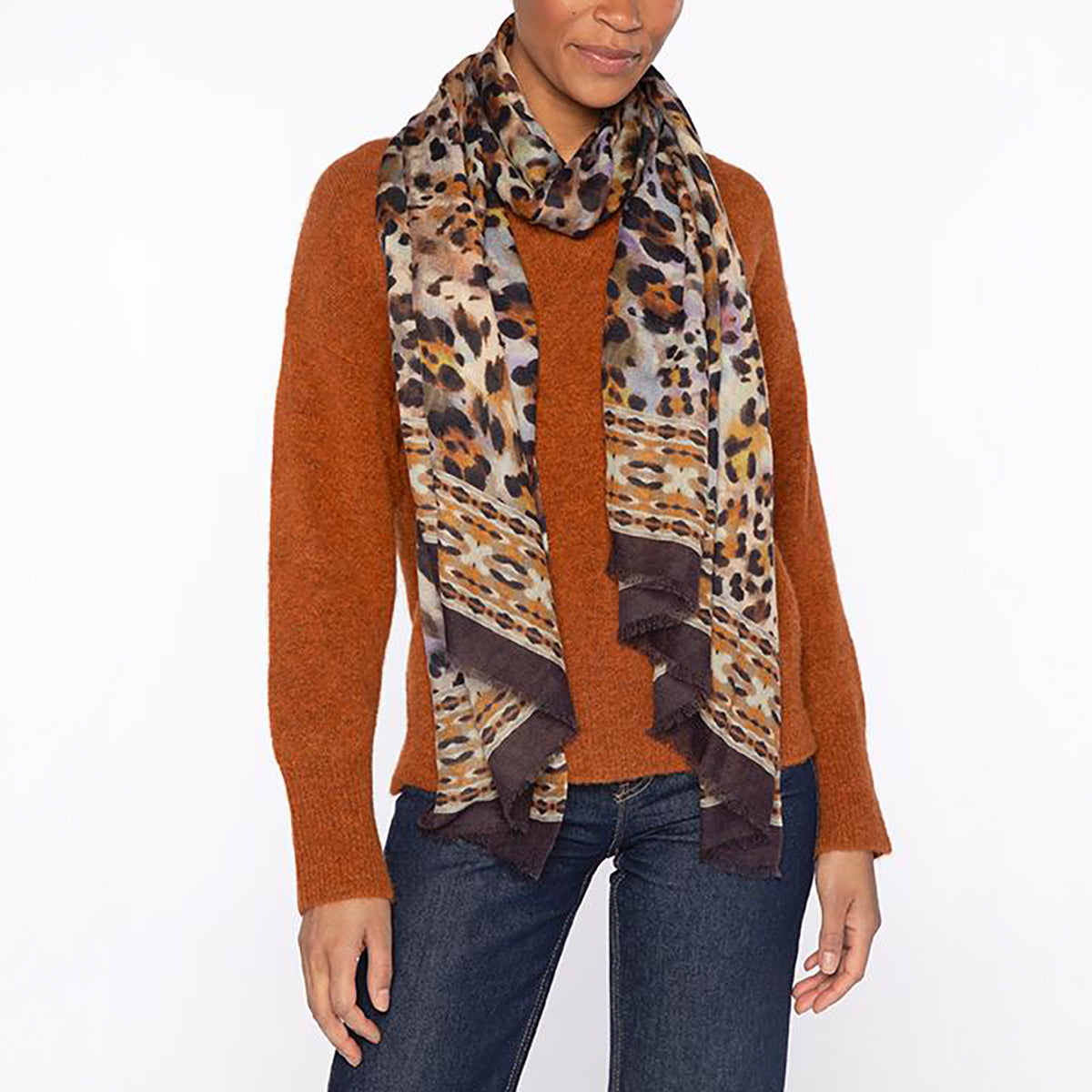 Leopard Print Scarf in Taupe