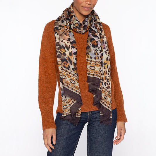 Leopard Print Scarf in Taupe