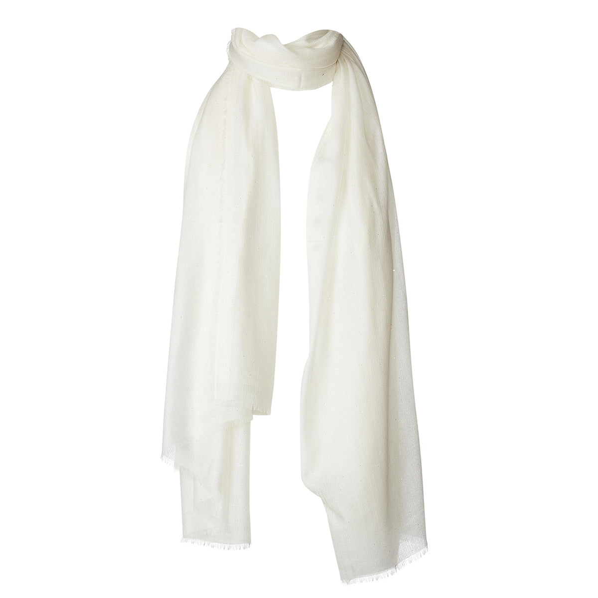 Wool & Sequin Shawl in Pearl