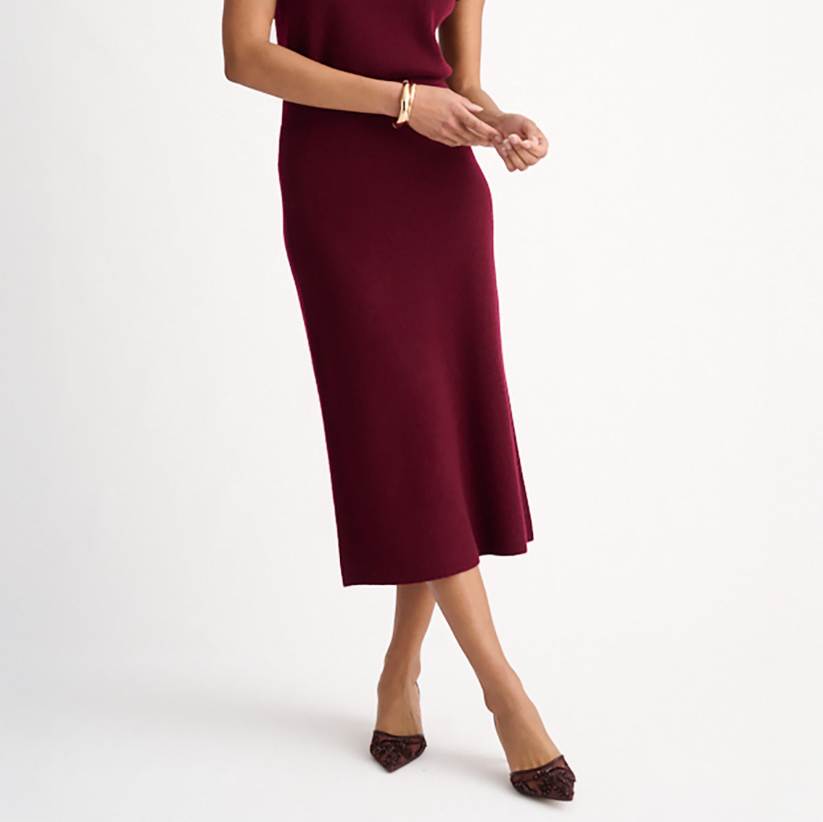 Ribbed Skirt in Cordovan