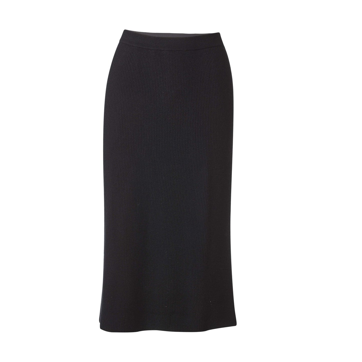 Rib Knit Skirt in Black Cashmere