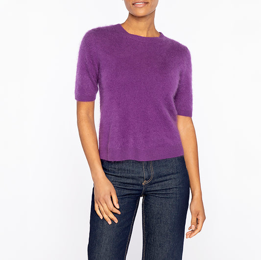 Brushed Short Sleeve Crew in Violet