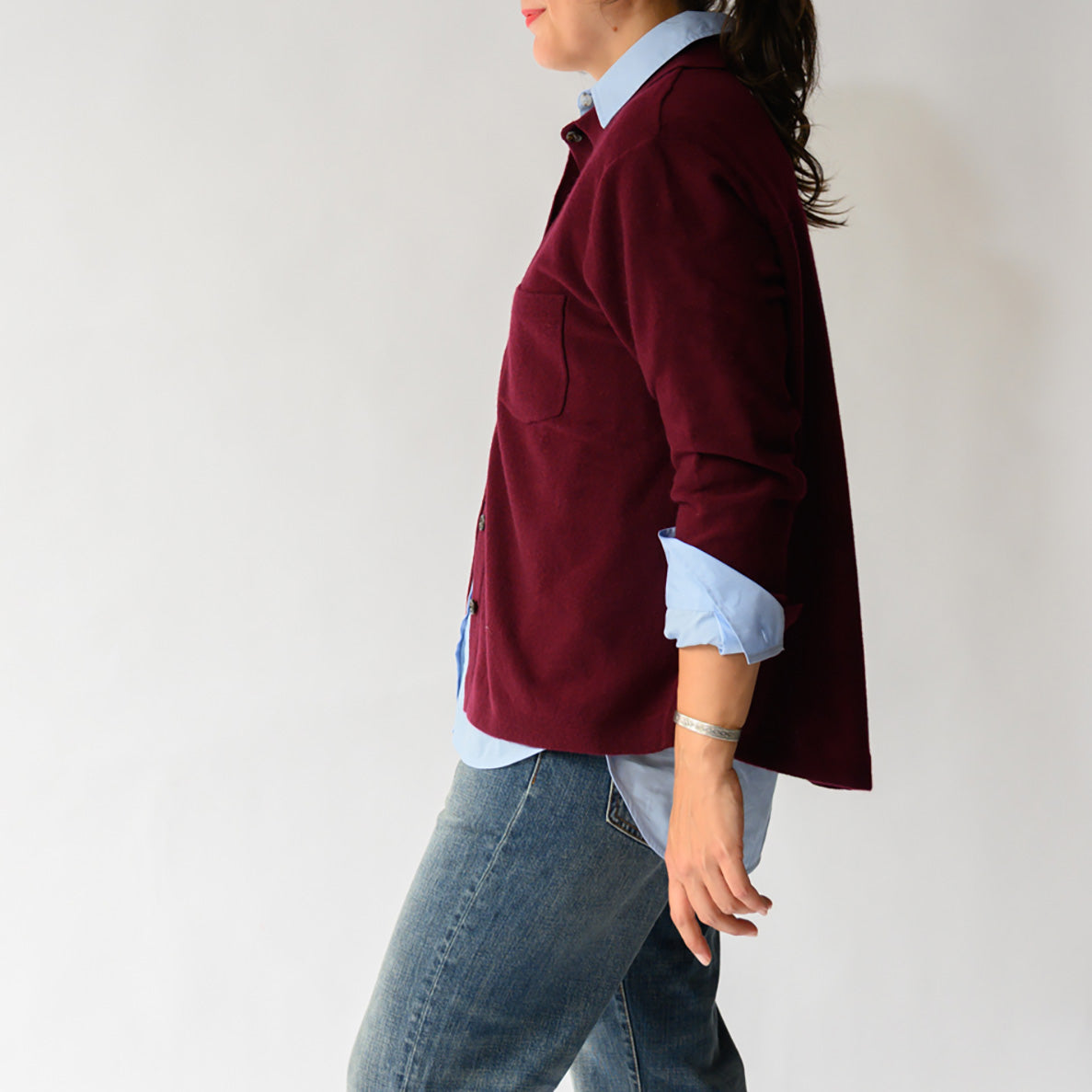 Knit Shirt Cardigan in Cordovan
