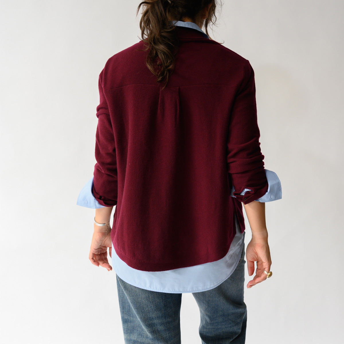Knit Shirt Cardigan in Cordovan