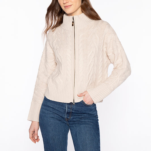Luxe Cable Zip Up in Canvas