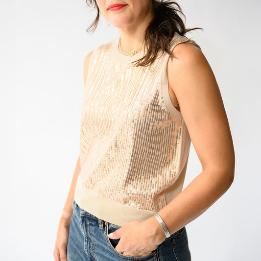 Sequin Party Tank in Sandstone