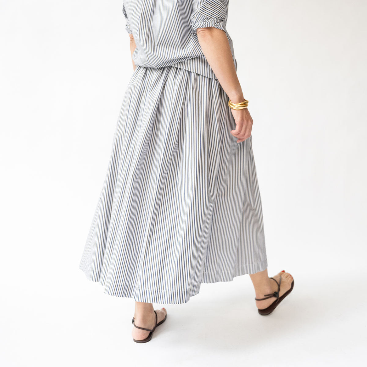 Lilia Skirt in Blue and Brown Stripe