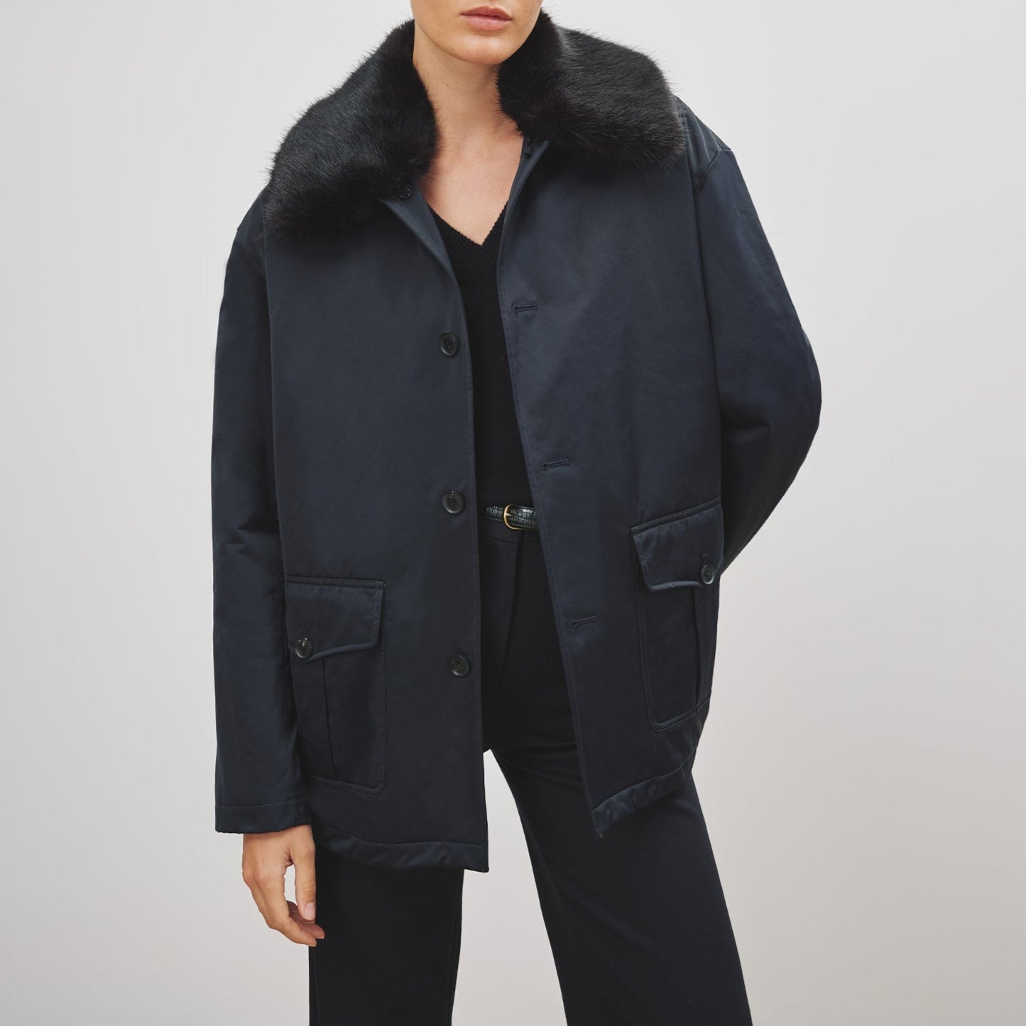 Blaise Parka in Dark Navy & Black