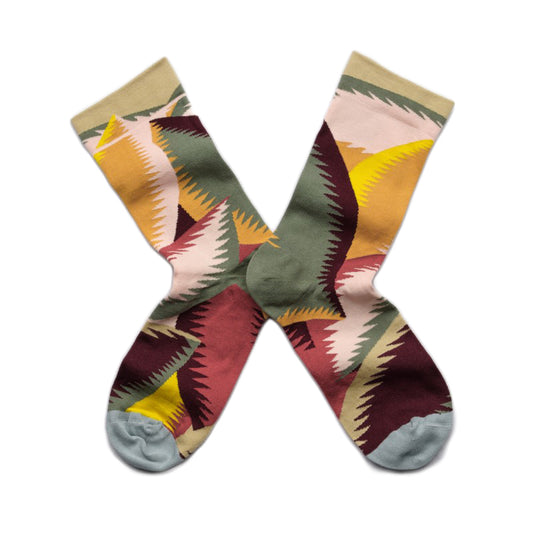 Abstract Crew Socks in Natural